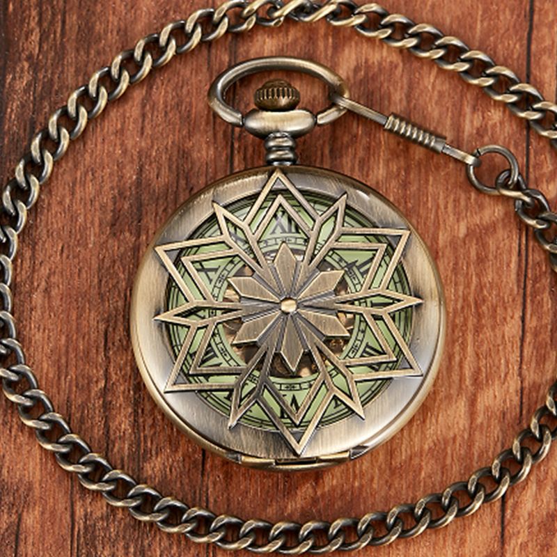 New Product Prismatic Hollow Flip Cover Roman Numerals Luminous Fully Automatic Mechanical Pocket Watch_voghion.com
