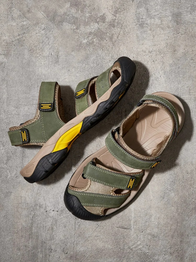 Summer New Genuine Leather Large Size 38-48 Fashion Slippers Men's Sandals Outdoor Beach Shoes_voghion.com