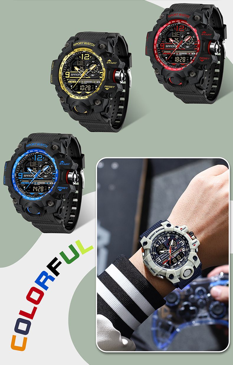 Stylish Unisex Digital Sports Watch With Dual Time, Alarm, Waterproof & LED Backlight - Perfect For Daily Wear, Workouts & Outdoor Adventures_voghion.com