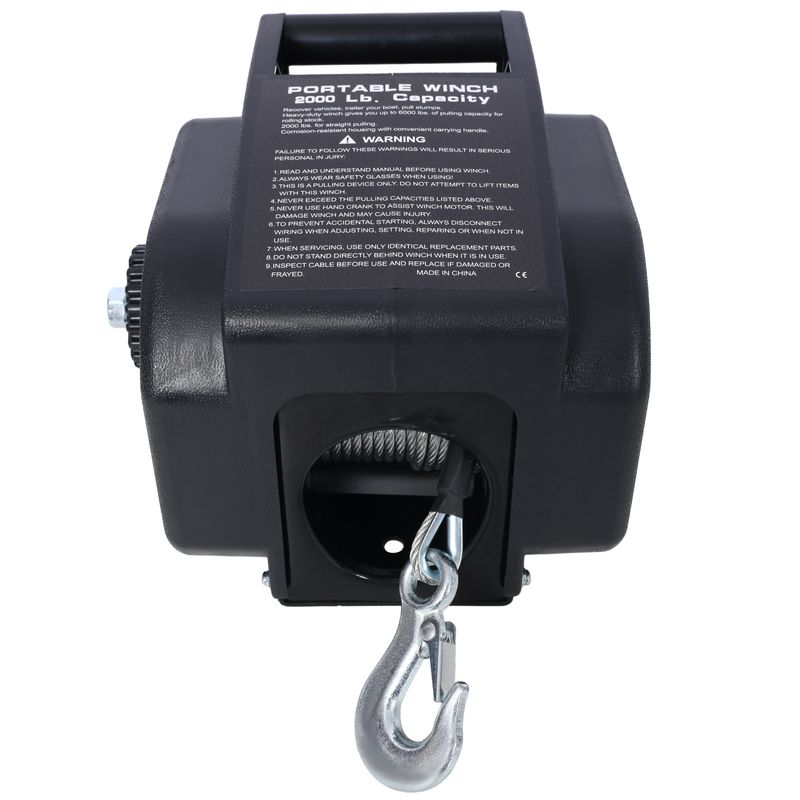 12v 2000lbs Trailer Winch,Electric Winch, For Boats Up To 5000 Lbs, Galvanized Wire Rope, Rapid Mount, Handheld Remote,power In And Manual Out.black Plastic Casing_voghion.com