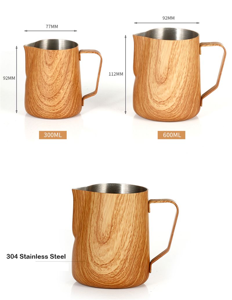 Cană de cafea cu lapte 300/600ml, din oțel inoxidabil, cu granulație, ulcior de spumare, trageți floarea-soarelui, espresso, spumă, cană de cafea, instrumente Barista_voghion.com