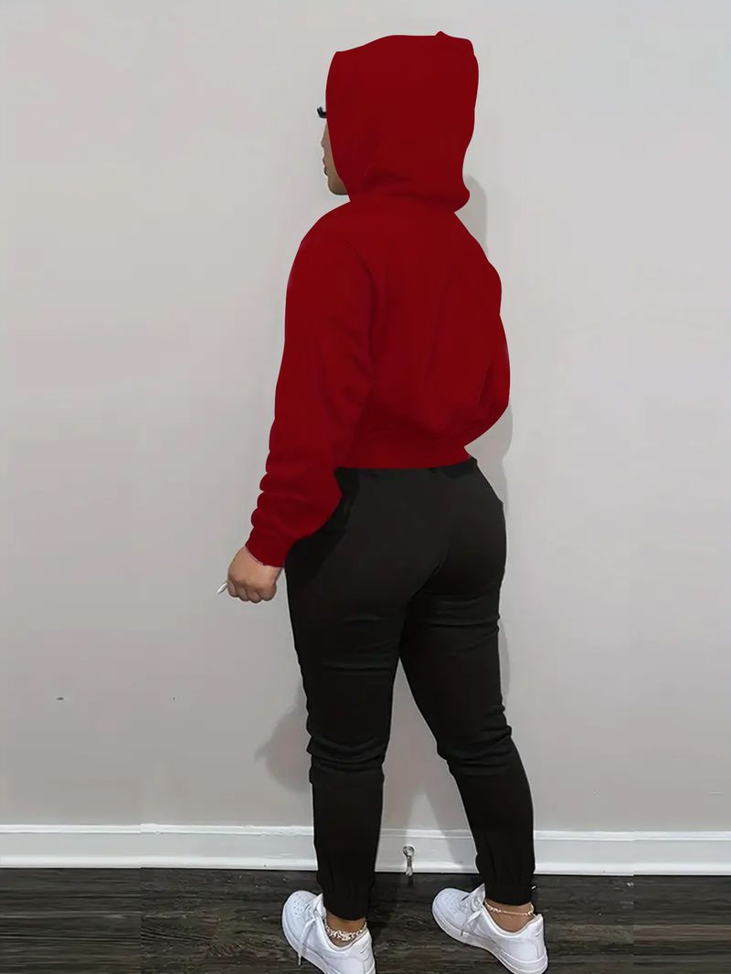 Modisches All-Match-Zweiteiler-Set aus Sweatshirt und Jogginghose für Damen mit Buchstaben-Print_voghion.com