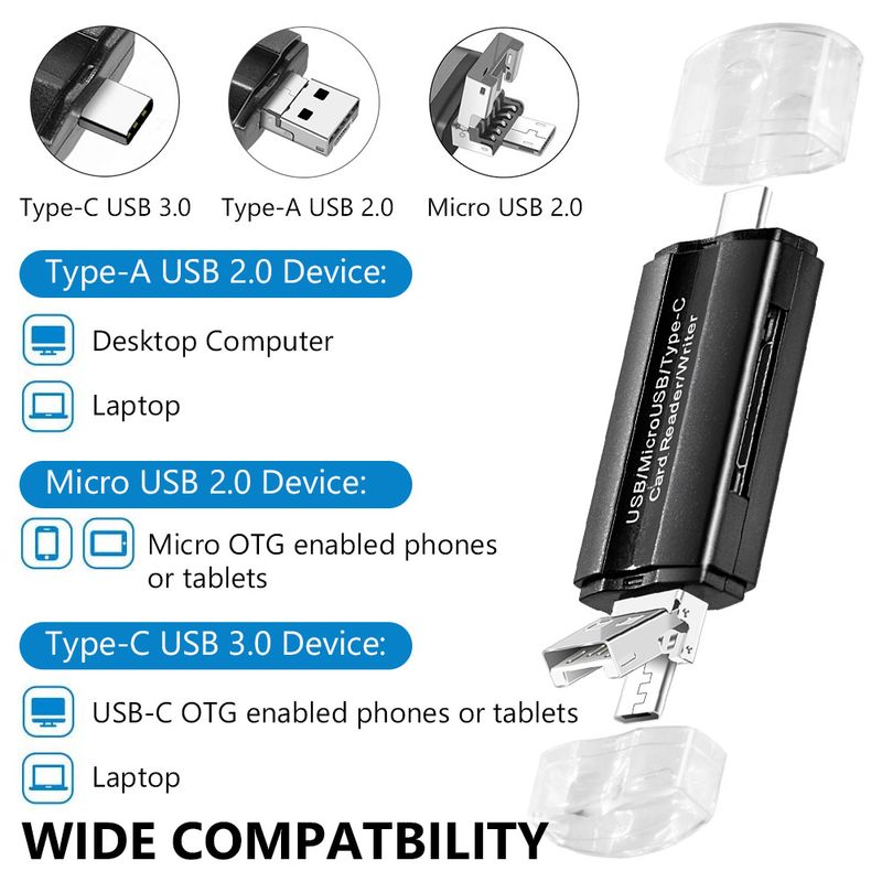 OTG 2.0 USB Smart für Karten Micro Reader Micro USB Flash Card SD Typ SD Speicher USB C Reader Kartenleser Micro Drive Adapter_voghion.com