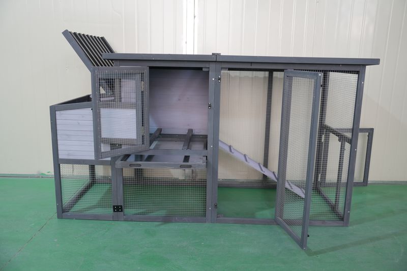 79"Large Chicken Coop With Upgraded Perches, Wooden Outdoor Chicken Cage With Large Nesting Box, Weatherproof Open Asphalt Roof &Removable Bottom, Duck House, Rabbit Hutch_voghion.com