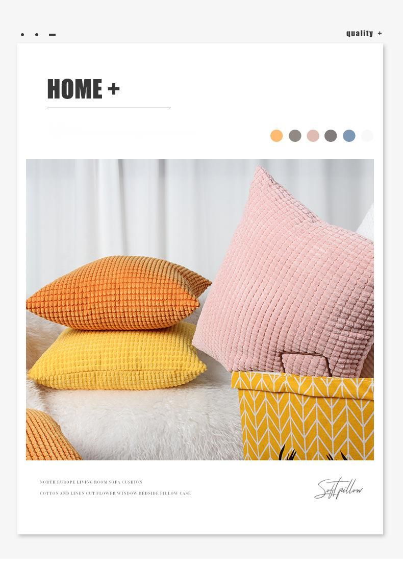 2025 Corn Kernel Pillow Grid Nap Bedside Cushion Home Simple Plush Pillowcase_voghion.com