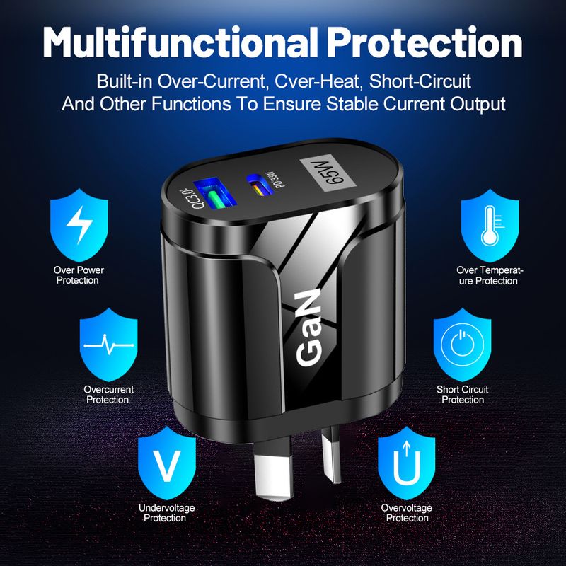 Music Festival 65 W australisches Standard-Galliumnitrid-PD-Schnellladegerät für Mobiltelefone QC3.0-Laptop-GaN-Netzteil_voghion.com