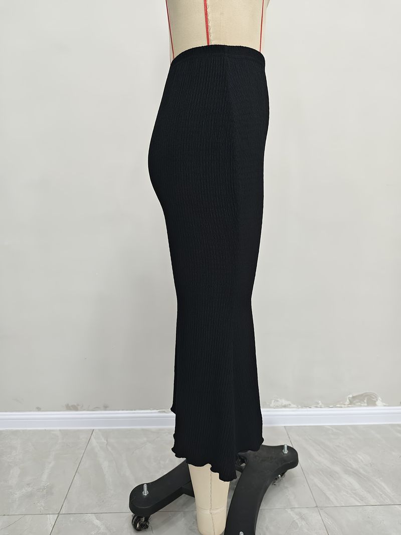 Abito da donna elegante e alla moda con nuovo stile, gonna a sirena elasticizzata in jacquard lavorato a maglia, abito lungo fino ai fianchi_voghion.com