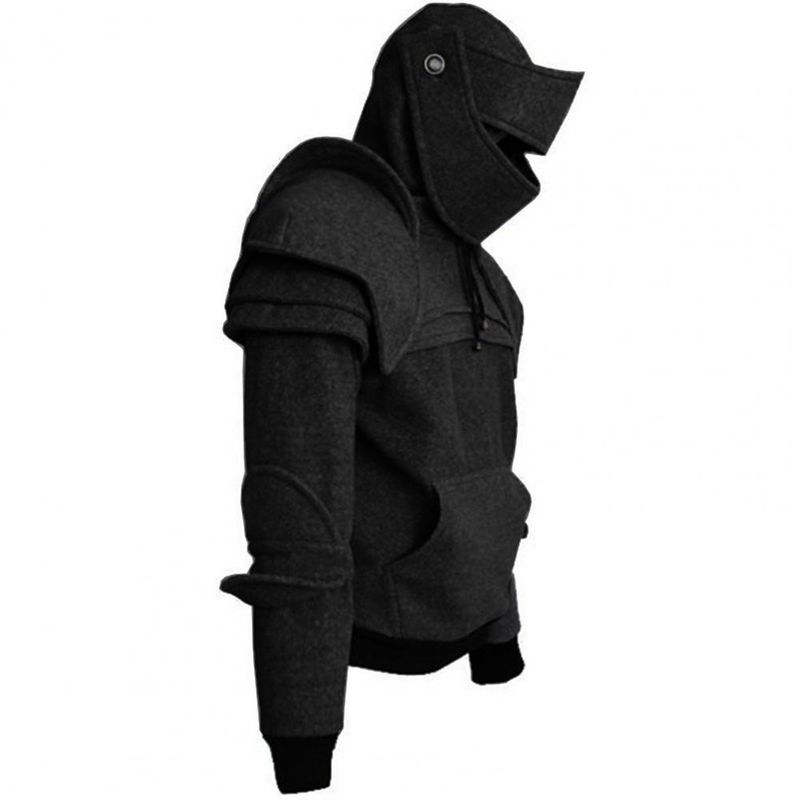 Felpa con cappuccio da uomo in stile medievale, con cappuccio retrò, con cappuccio gotico, con cappuccio autunnale e spesso, per cosplay_voghion.com