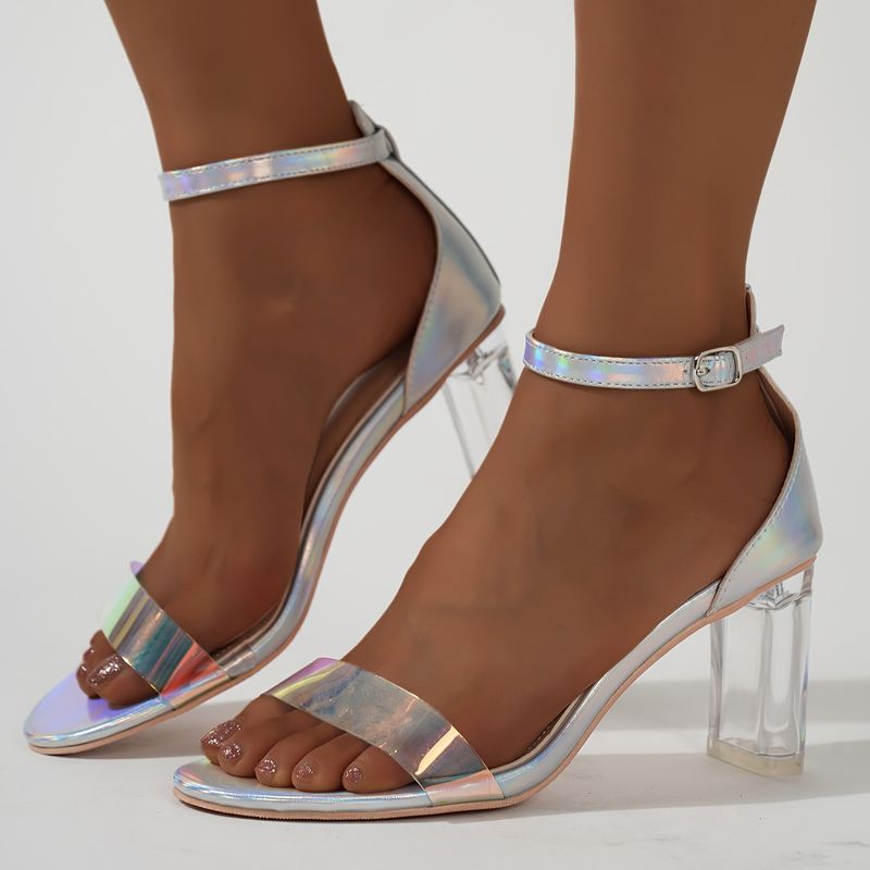 Large Size Thick Heel Sandals Super High Heels New Line With Crystal Belt Buckle Fashion Shoes_voghion.com