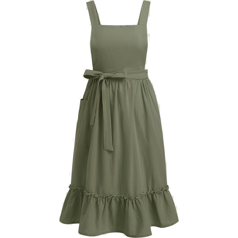 Manufacturer French Country Floral Artist Artistic Cotton Linen Vintage Kitchen Baking Nordic Solid Color Ruffled Apron_voghion.com