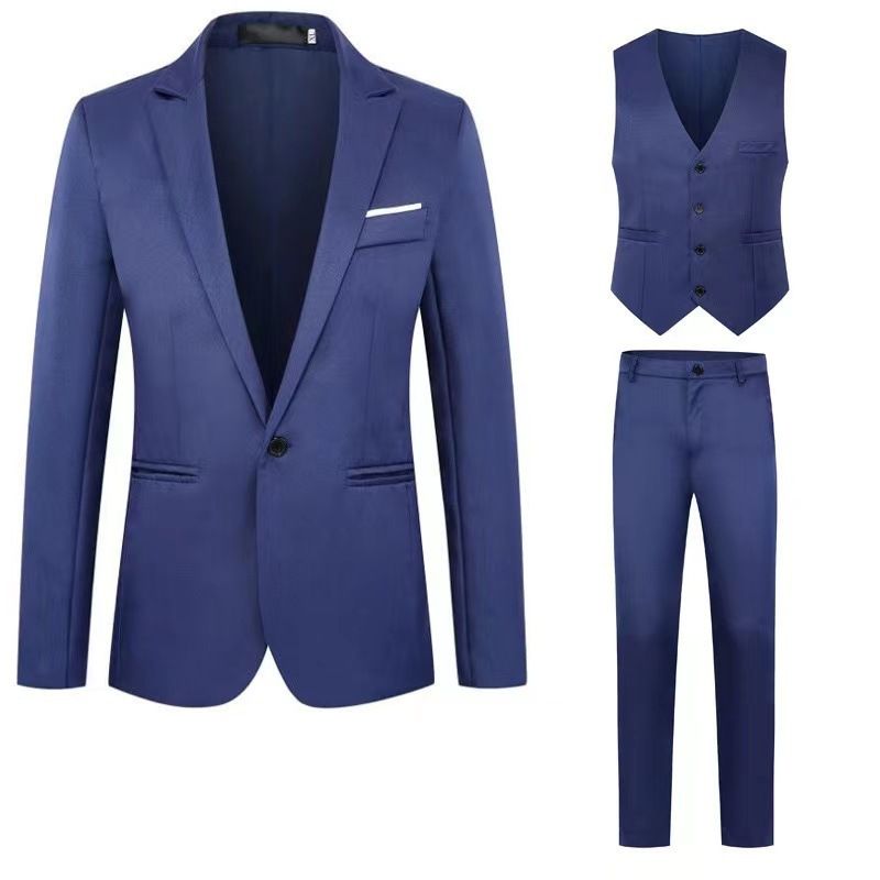 Men's suit, pants, vest, three piece Korean version, business casual suit set, men's_voghion.com