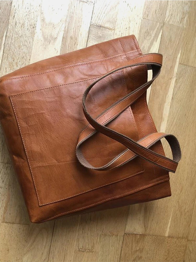 Pocket Women's Soft Handheld One Shoulder Oil and Wax Leather Large Capacity Fashion New Tote Bag_voghion.com