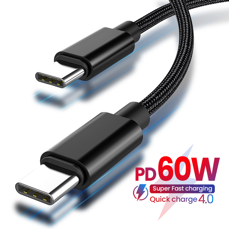 PD 60W USB Type C til USB C-kabel for Samsung Huawei Xiaomi QuickCharge mobillader 5A hurtiglading datakabel_voghion.com