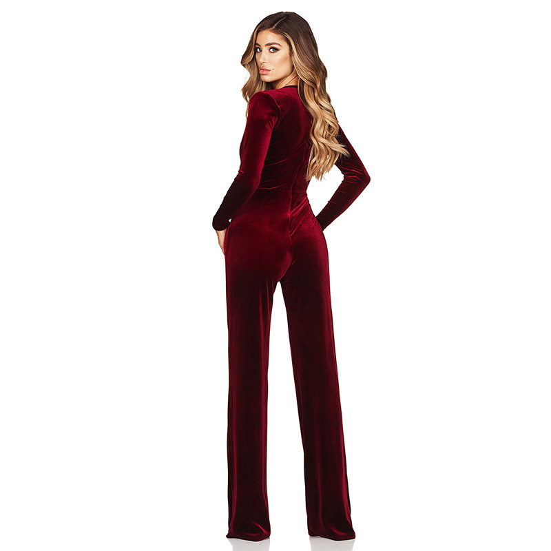 Damen-Overall zum Abnehmen, einfarbig, Herbst und Winter, Außenhandel, langärmelig, weites Bein_voghion.com