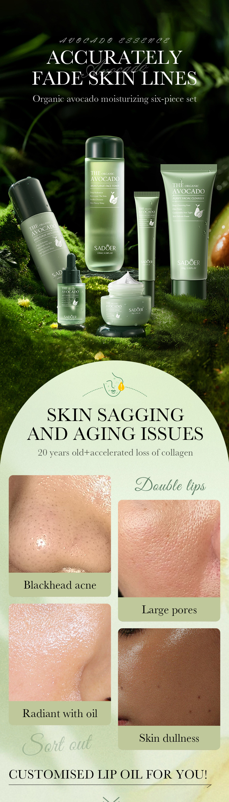 24 hot Product Avocado Skincare SADOER Cleaning, Hydrating, and Moisturizing Six Piece Set_voghion.com