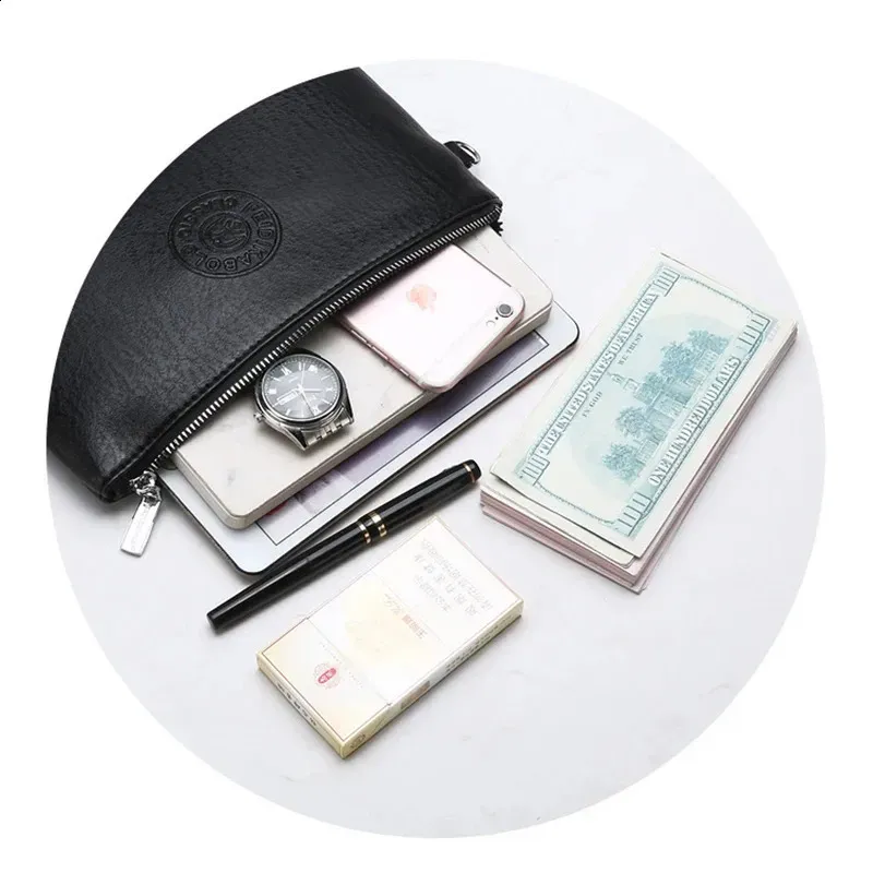 Portafoglio da polso - Borsa a mano da uomo grande in stile business, morbida pelle PU, elegante e raffinata, borsa regalo per il tempo libero_voghion.com