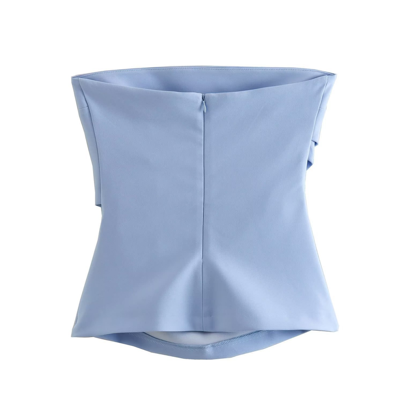 Damski top typu tuba, jednolity kolor, plisowany, dopasowany krój, kamizelka_voghion.com