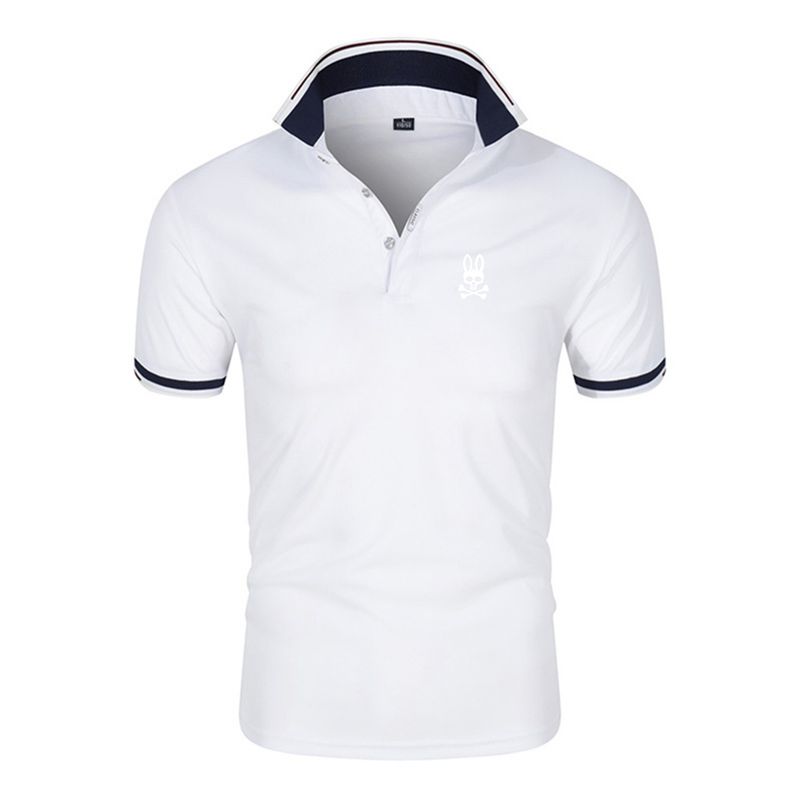 2023 summer men's cotton T-shirt lapel fashion short-sleeved polo shirt printed micro-standard ghost rabbit short-sleeved polo shirt_voghion.com