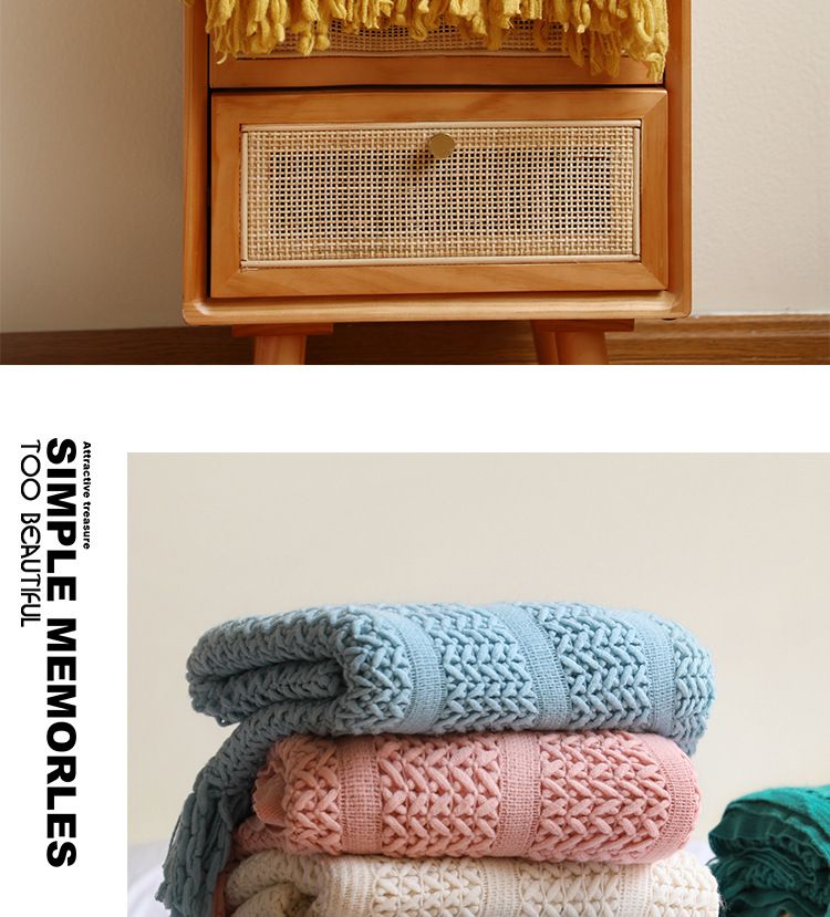 Pletený potah na pohovku v severském stylu, hotelový přehoz, šátek s dutým koncem postele_voghion.com