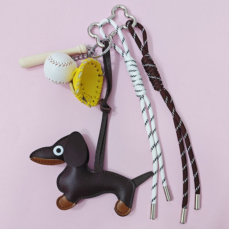 Miu Seri Bag Pendant Dachshund Dog Plush Toy Decoration Backpack Car Hanging Rope High-end Keychain Baseball_voghion.com