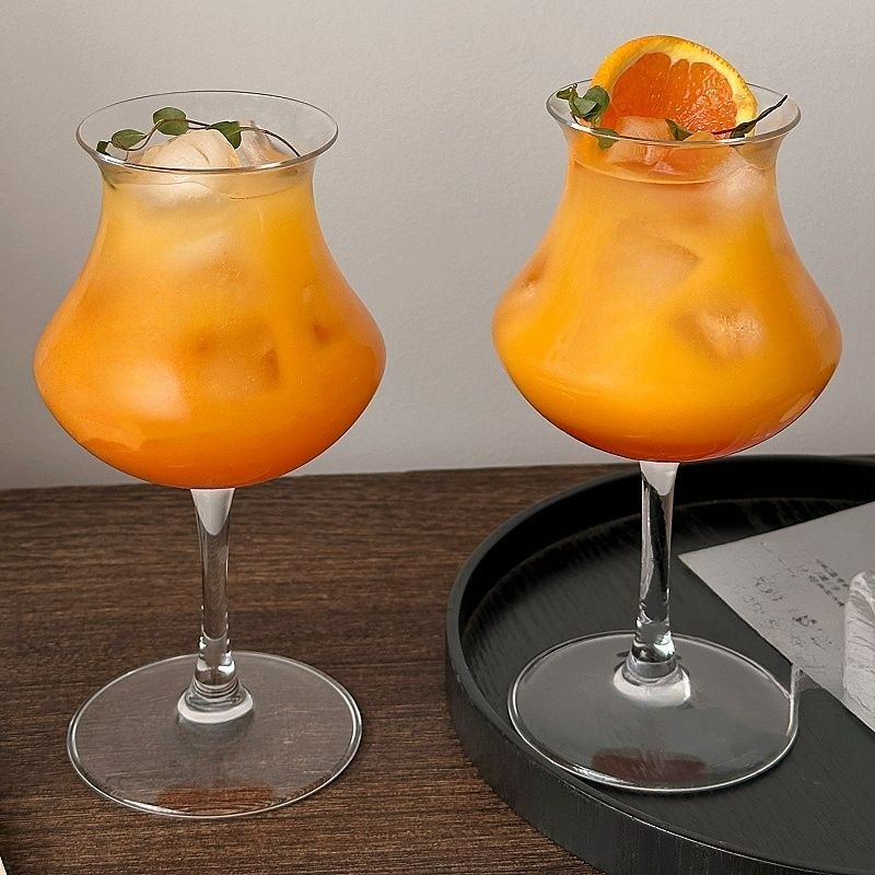 Ins Style Reverse Mouth Spezialgetränk High-Foot Ice Americano Latte Kaffeetasse Personalisiertes Cocktailglas_voghion.com