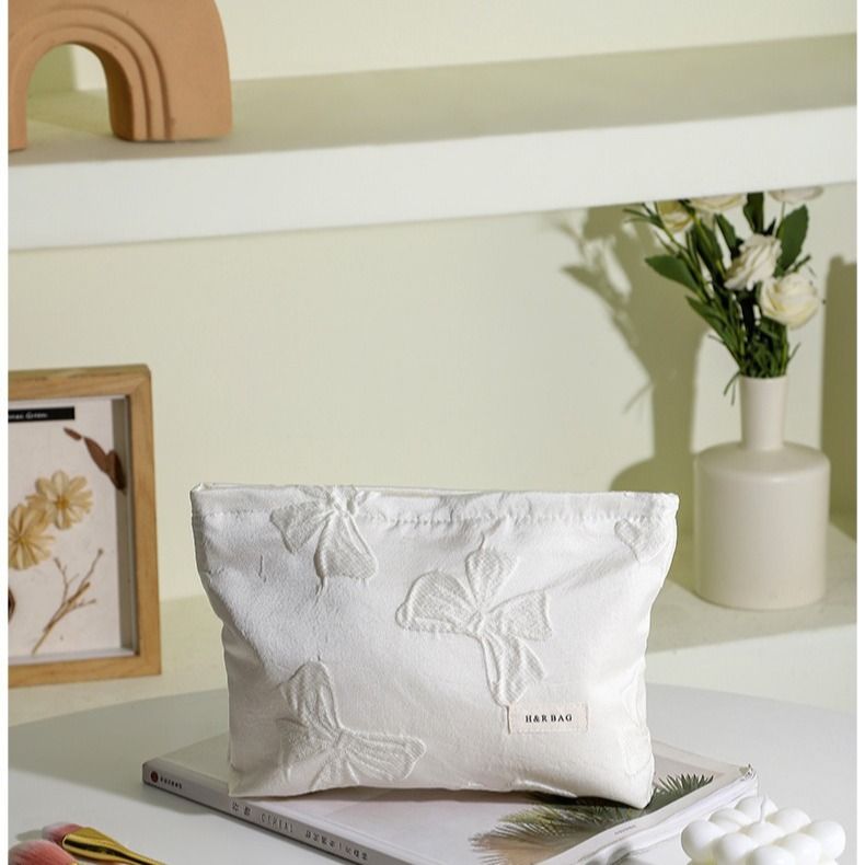 Dark Style Bowknot Makeup Storage Travel Portable Toiletry Organizer Large Capacity Water Lotion Brush Bag_voghion.com