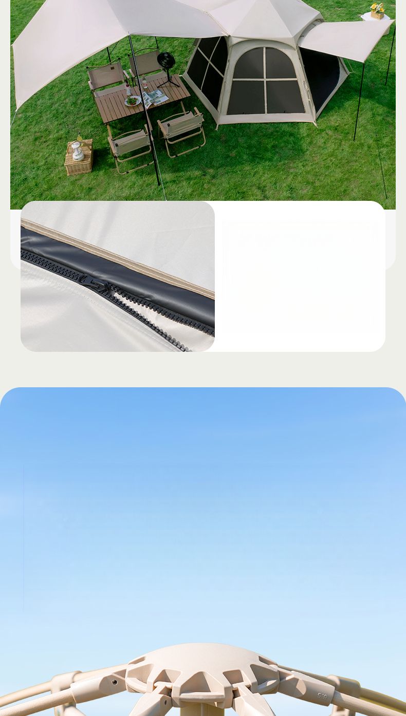 Zelt und 2-in-1-Outdoor-Camping-Übernachtungs-Regenschutz-Sonnenschutz, faltbar, tragbar, automatisches Außendach_voghion.com