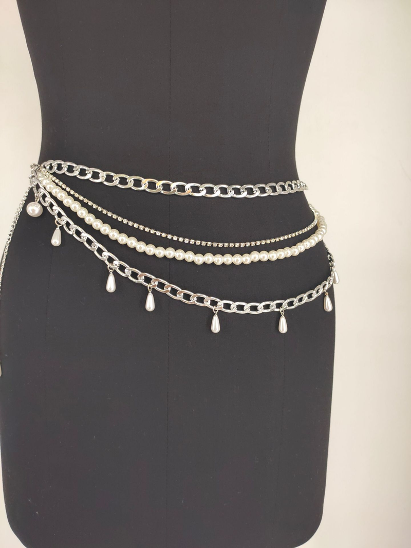 Club style publicity pearl chain mix and match multi-layer waist chain_voghion.com