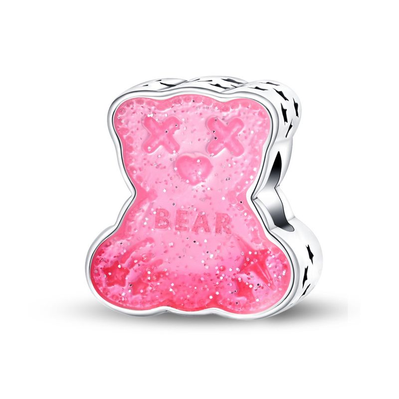 Damenschmuck, weiß verkupfertes Silber, niedlicher Bärenanhänger, Perlen, DIY-Schmuckzubehör, Armband_voghion.com