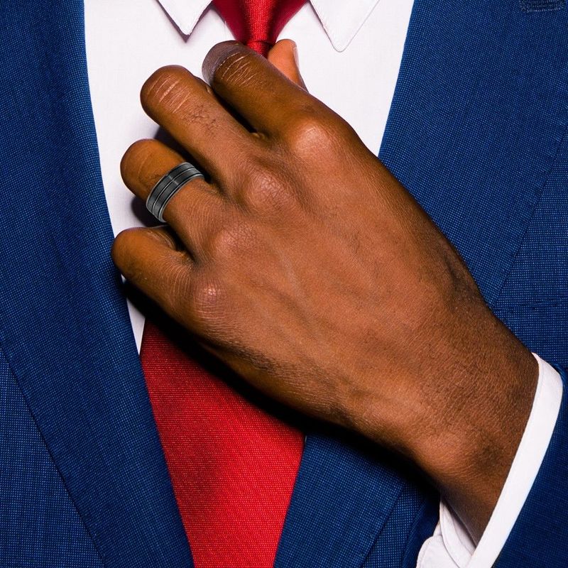 Chisel Titanium Black IP-plated Brushed And Polished 8mm Band_voghion.com