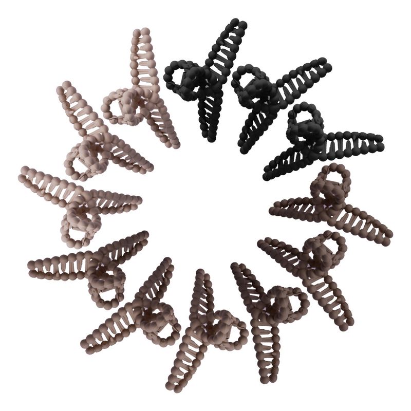 Autumn/Winter Brown Cross Pearl Claw Clip - Simple Large Back-of-Head Updo Clip - Premium Shark Clip_voghion.com