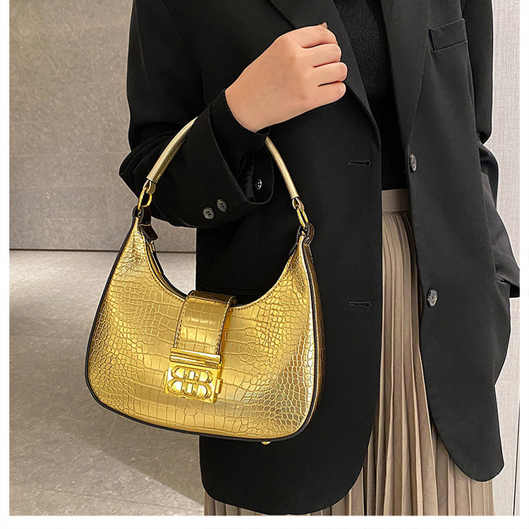 Cross-border women's bag 2023 new simple fashion shoulder bag retro crocodile pattern ladies underarm Messenger bag bags_voghion.com
