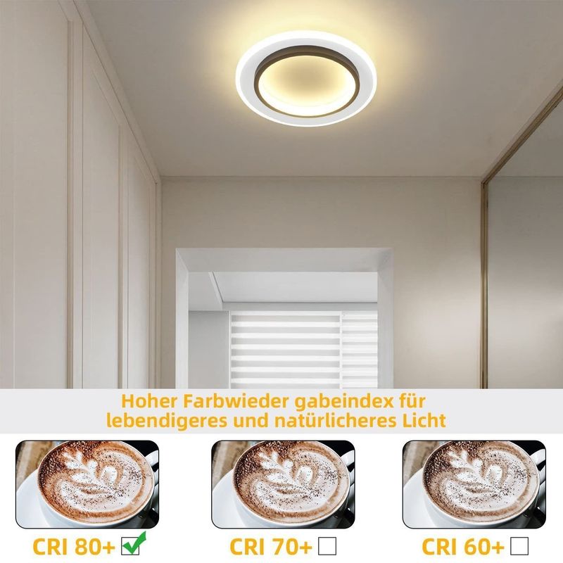 Glitzerlife Deckenlampe LED Deckenleuchte Schlafzimmer - 14W Flurlampe 3000K Warmweiß Schlafzimmerlampe Modern Design Wohnzimmerlampe Ø23,5cm Küchenlampe_voghion.com