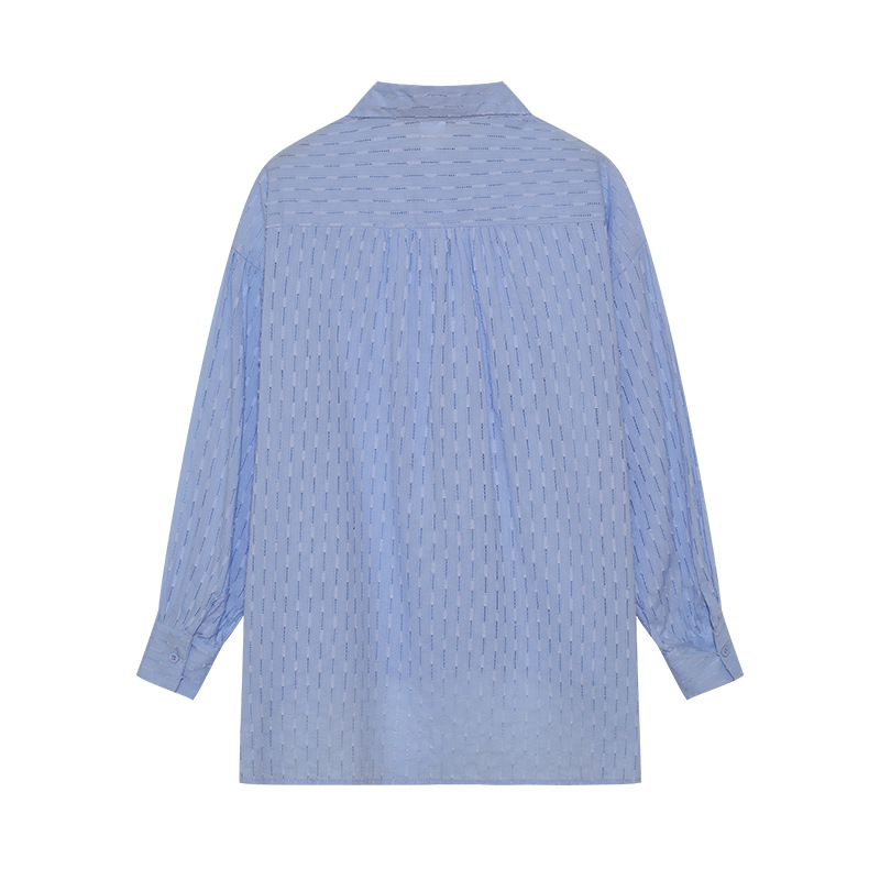 Women's fashion jacquard niche French long-sleeved dress shirt_voghion.com