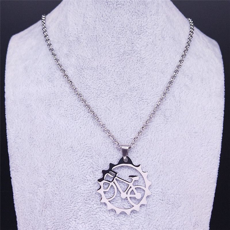 Moda Rowerowy Stalowy Wisiorek Naszyjnik dla Mężczyzn Kobiety Rower Cycg Łańcuch Opona Choker Naszyjnik Biżuteria pingente bicicleta_voghion.com