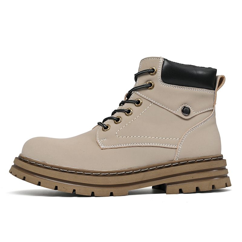 Men's Waterproof Leather Work Boots - High Top Rugged Outdoor Boots For Men, Durable & Comfortable Casual Boots For All Seasons_voghion.com