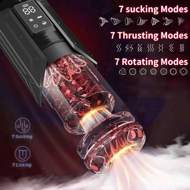 APP LED Automatic Male Masturbator Cup 7 Sucking Rotating Licking Thusting Modes Pocket Pussy Stroker Blowjob Sex Toys_voghion.com