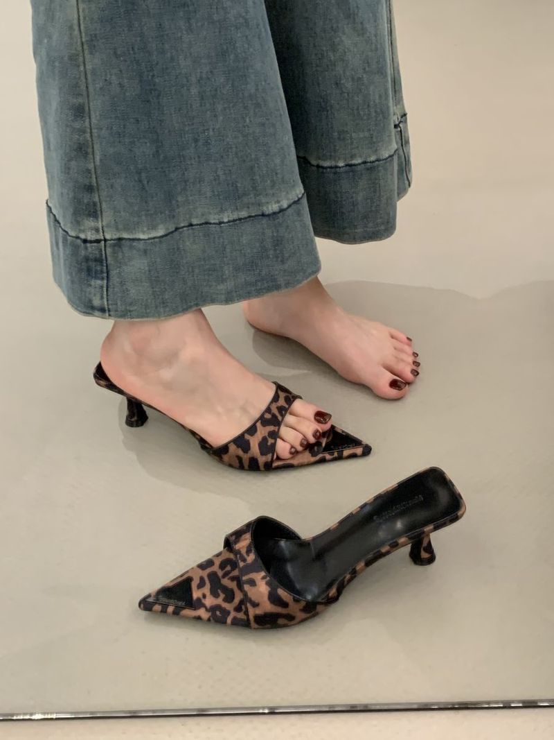 Estate 2025, nuovi sandali con tacco sottile e appuntito per le donne, con stampa leopardata, sexy, strass, neri, super alti_voghion.com