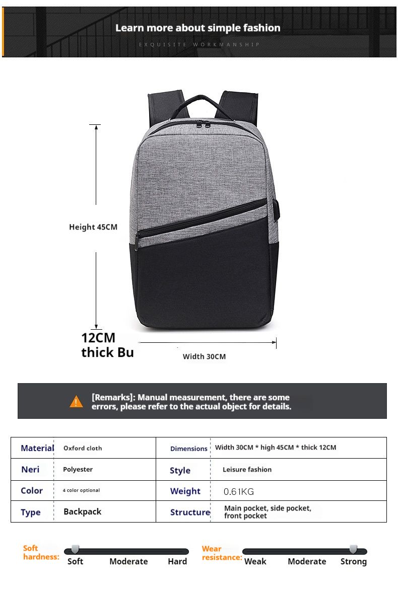 New Fashionable Three Piece Student Backpack, Men's Backpack, Korean Version Leisure Bag, Computer Bag_voghion.com