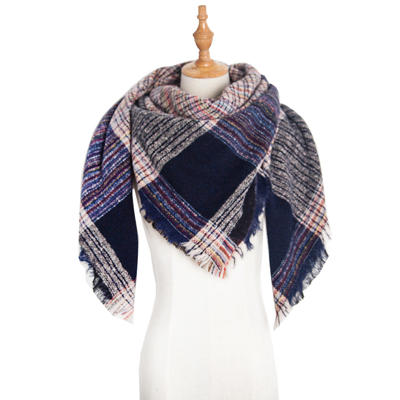 Unisex Autumn/Winter black bristle plaid square scarf scarf Square with thick tassel bib shawl_voghion.com