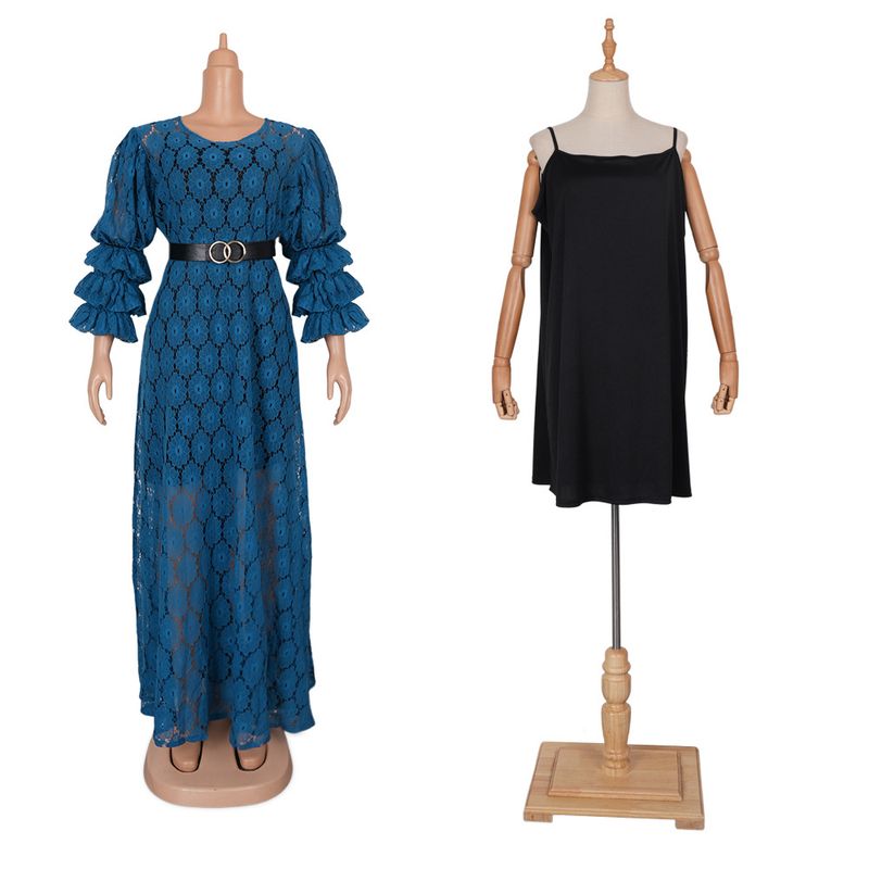 Roupas femininas Robes Plus Size Roupas femininas Vestido de renda com decote redondo_voghion.com