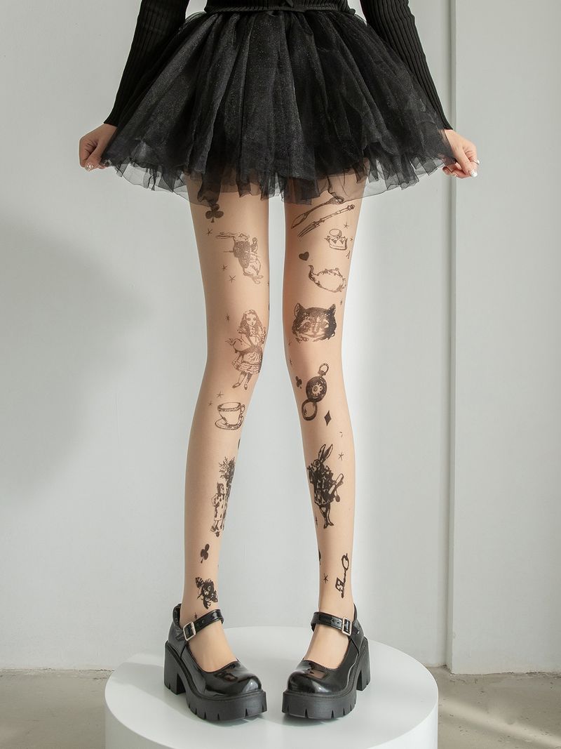 Unisex ekologiškos tamprės vaikams su „Lolita Tattoo“ pėdkelnių raštu_voghion.com