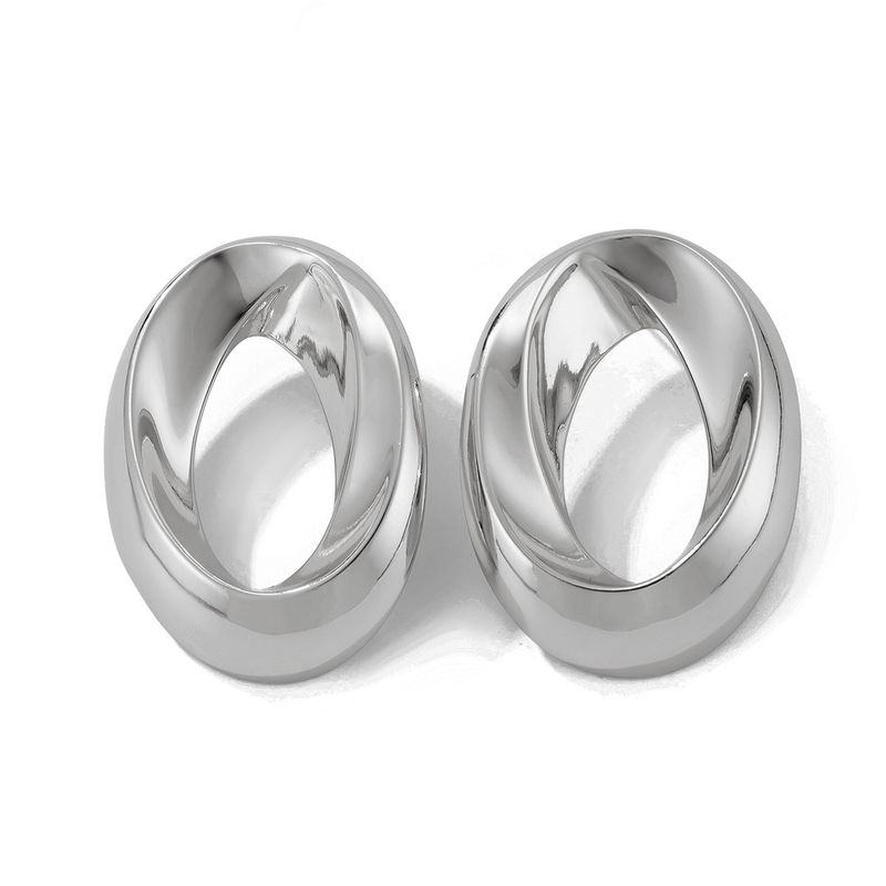 Personality metal geometric texture hollow earrings female irregular twisted glossy earrings earrings_voghion.com