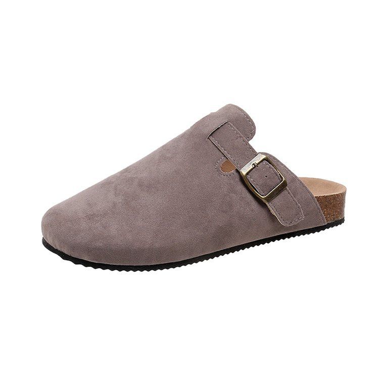 Unschlagbare Qualität Wind Herbst und Winter Mode Wildleder Hausschuhe, lässige Zehenabdeckung, Gürtelschnalle, Plus Größe Damenschuhe_voghion.com