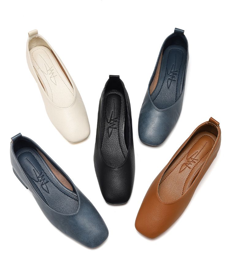 Novi podplat in udobni profesionalni vsestranski mehki usnjeni ženski čevlji s kvadratno glavo in ravnim dnom za babice_voghion.com