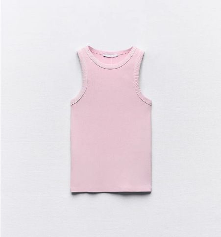 TAOP&ZA - Camiseta básica de primavera para mujer, estilo americano, con espalda nadadora y ribete de canalé lavado 3253301_voghion.com
