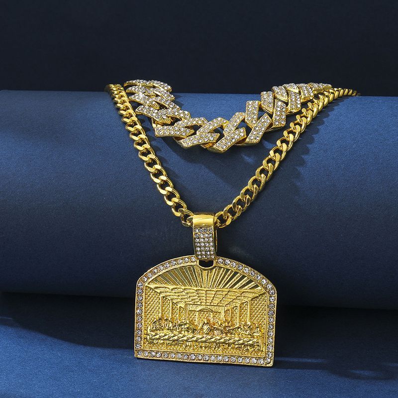 Cinko lydinio pilno skersmens hiphopo paveikslas, skirtas vyrams ir moterims, kubietiškos grandinėlės, asmeninės aliejinės tapybos stiliaus derinys._voghion.com