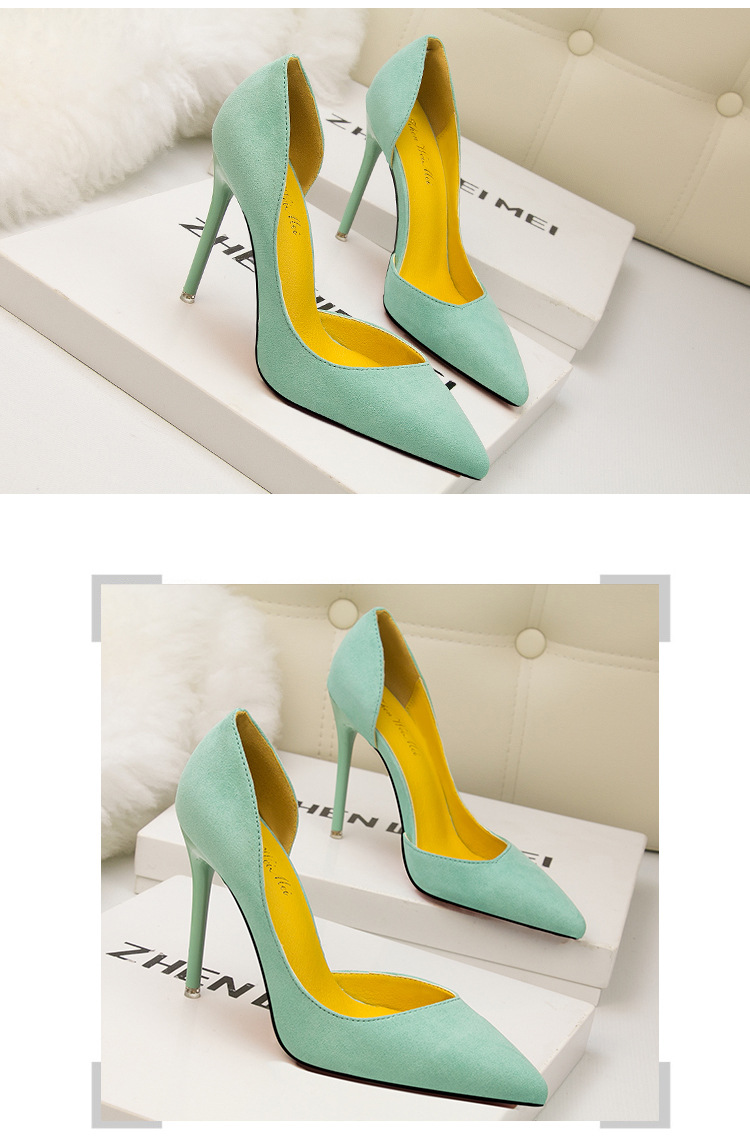8915-3 Korean version fashionable and minimalist slim high heeled suede for slimming effect, shallow mouthed pointed_voghion.com