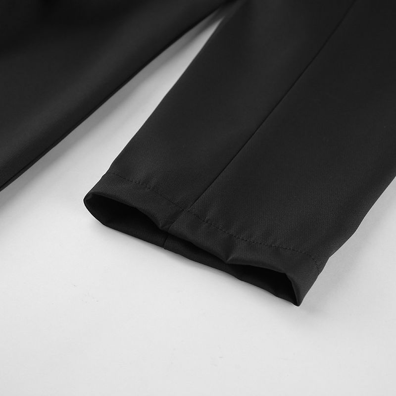 2025 Herbstmode Schwarzer Anzug Damen, Taillenbetonter Blazer und Hose Zweiteiliges Set für den Arbeitsweg_voghion.com