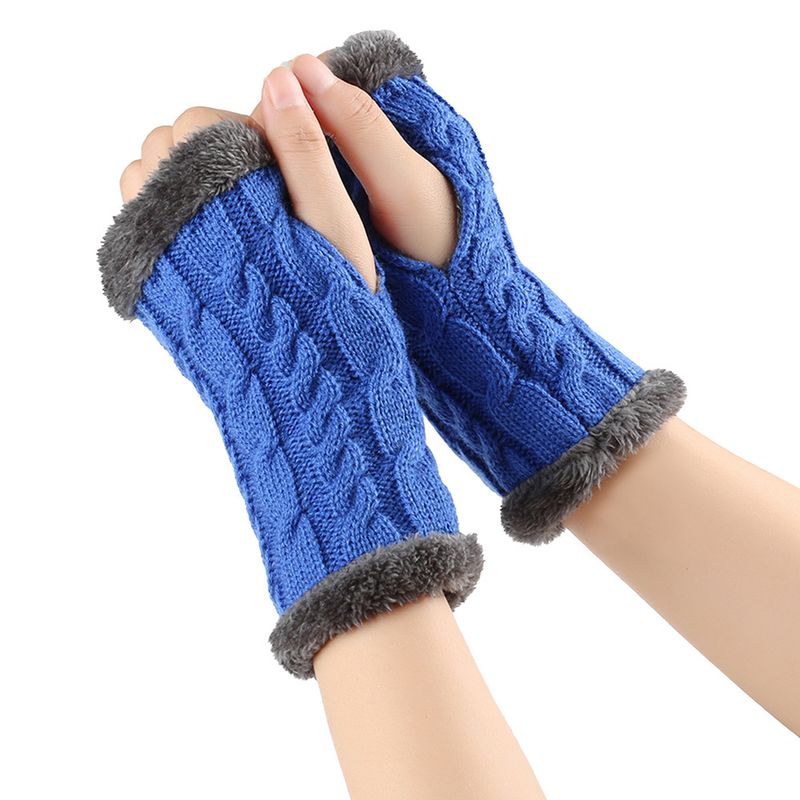 Unisex Extra dicke Wollhandschuhe, fingerlose, warme Wollhandschuhe mit Rautenmuster und Fleecehandschuhe_voghion.com
